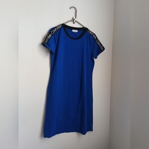 Calvin Klein Dress Women M Blue & Black Accents Shirt Dress Casual Comfy Lagenlo